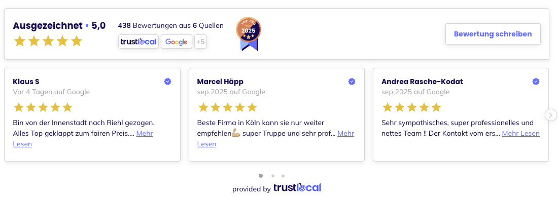 Umzugsunternehmen Köln - Bewertungen aus Trustlocal